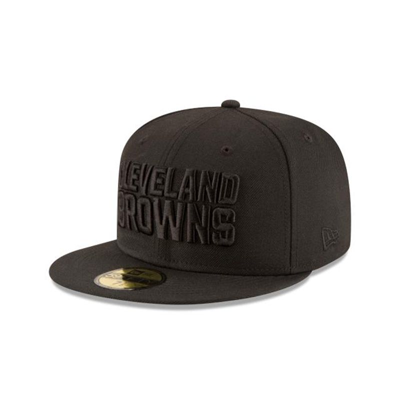 NFL Cleveland Browns Black On Black 59Fifty Fitted (FNW6161) - Black New Era Caps